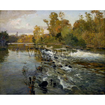 РЕПРОДУКЦИИ НА КАРТИНИ Френски речен пейзаж от Болио (1901)